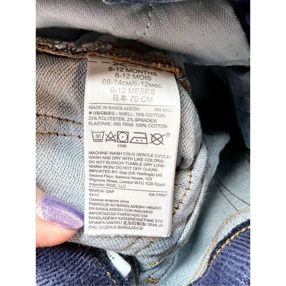 Baby‎ Gap Blue Knit Denim 5 Pocket Stretchy Jeans 6-12 months Hipster Casual